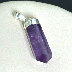 Purple Amethyst Pendant Necklace with Sterling Silver Setting